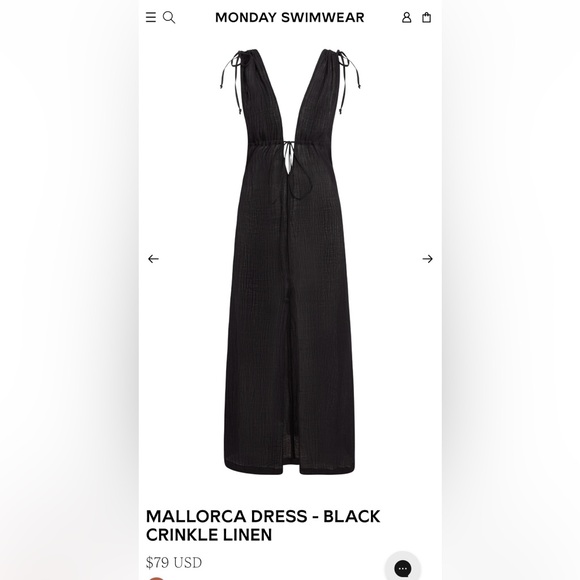 Monday Swimwear Mallorca dress, black crinkle linen. New without tags - Picture 1 of 3